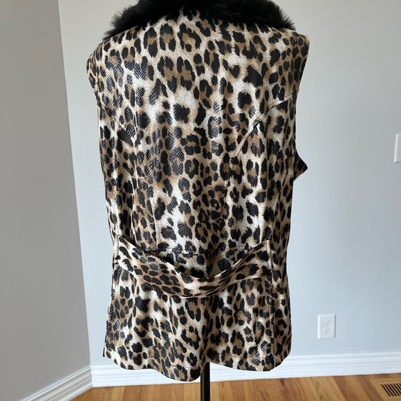 Sharon Young Extra Large Cheetah Print Faux Fur Zippered and Snap Vest Mob Wife - Picture 9 of 11